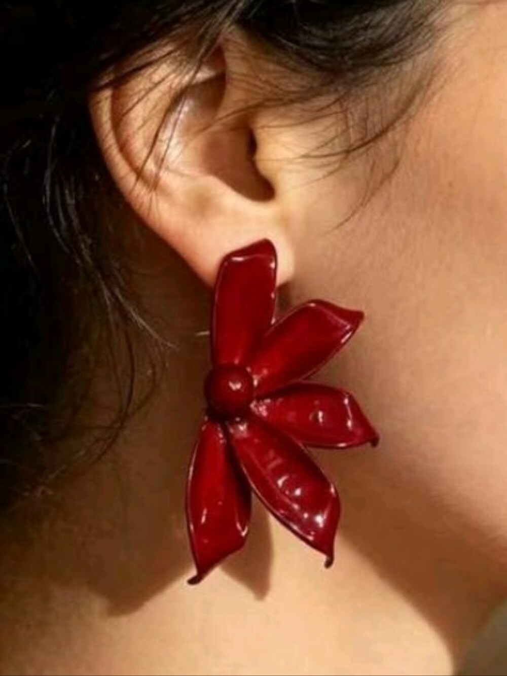 NEW! Chic Red Floral Statement Earrings - Women Jewelry